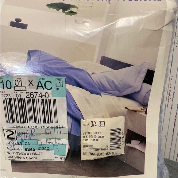 VTG JC Penny Blue Home Collection Twin Fitted Sheet 230 Thread Count Cotton New - Picture 3 of 6